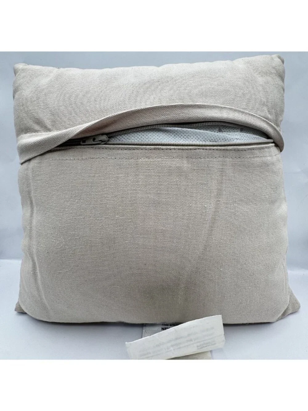 DKNY Home Gridlock Seed Bead Embellished Throw Accent Pillow 12x12 Taupe Tan EUC